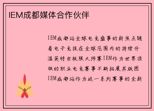 IEM成都媒体合作伙伴